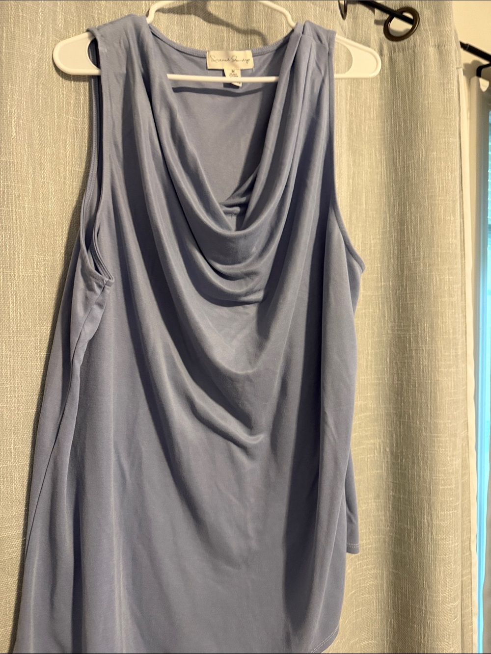 Sandra Darren Draped Cowl Neck Tank Top - Lavender Blue
